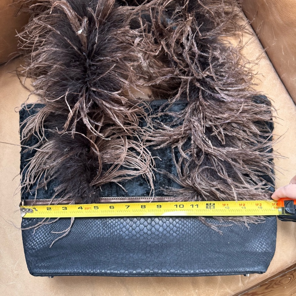 Ingrid Bruha leather fur feather leather suede black brown bag NYC Vintage - Picture 11 of 17